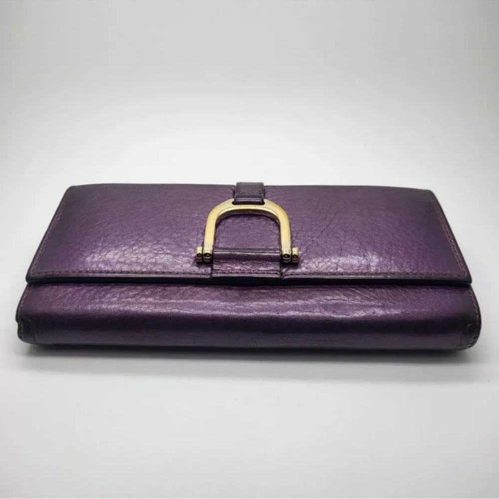 GUCCI Women's Long Wallet Leather Purple 257124 1147 Used